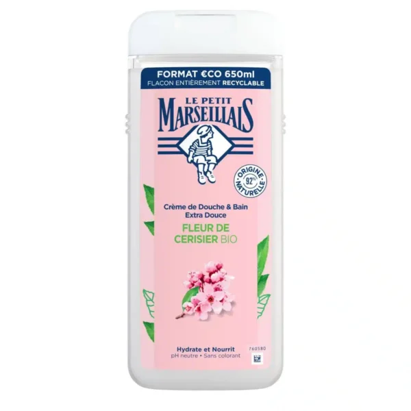 Le Petit Marseillais Crème de Douche et Bain Extra Douce Abricot BIO et Noisette BIO 650 ml