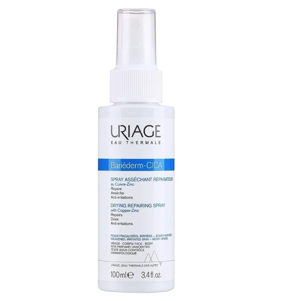 Uriage Bariederm Cica Spray Asséchant Réparateur au Cuivre Zinc Soin Peaux Irritées 100 ml